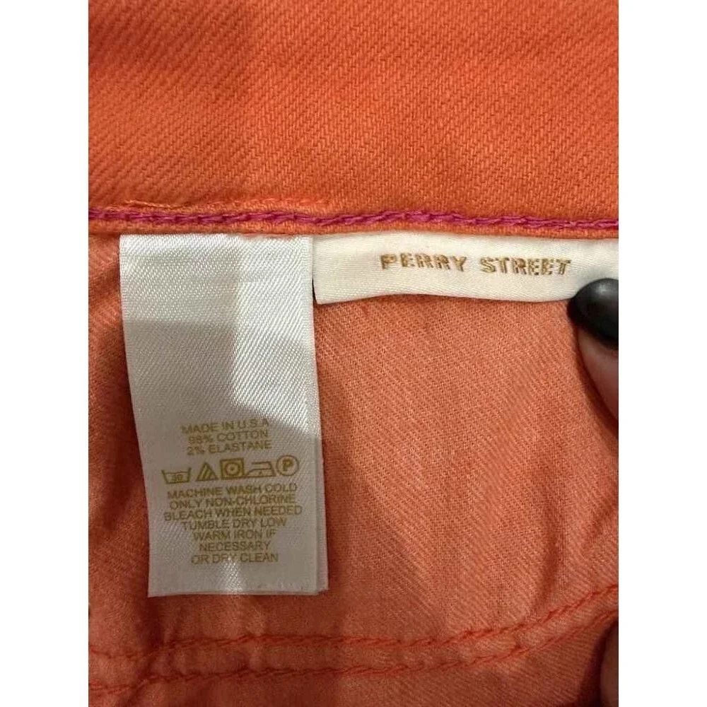 Kate Spade Perry Street Straight Jeans Womens 30 Orange Stretch Made in USA Gold